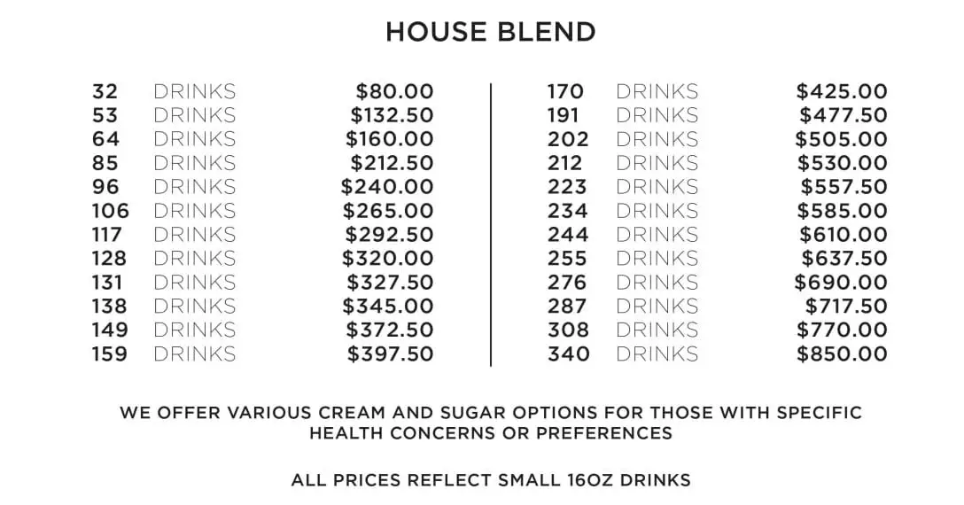 7 Brew House Blend Catering Menu