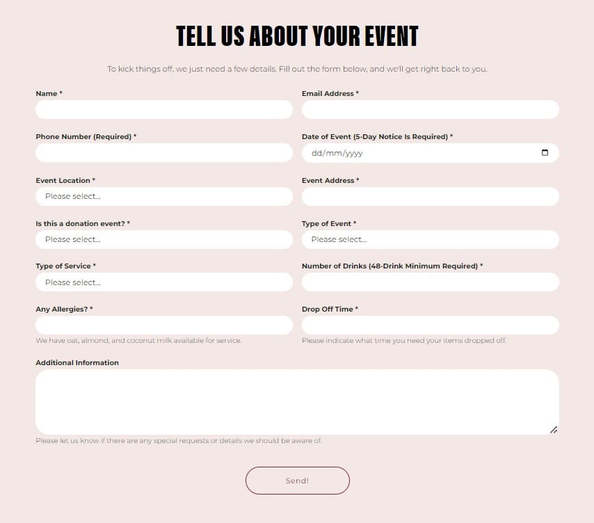 7 brew catering Form