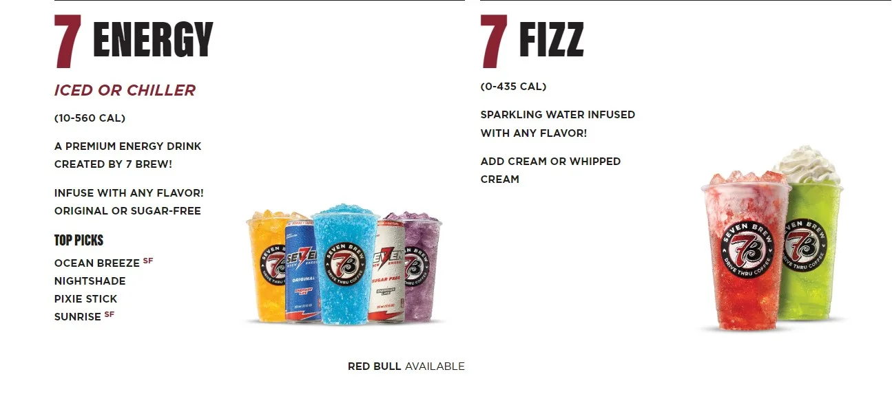 7 brew menu 7 energy drinks and 7 fizz