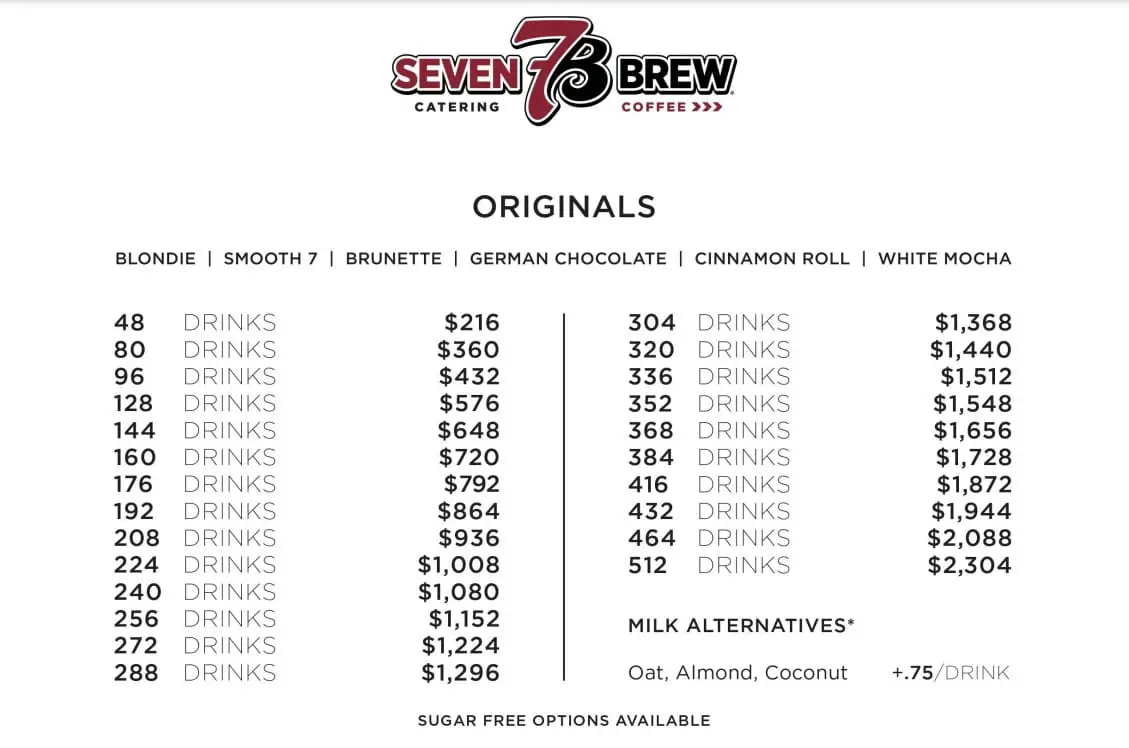 7 brew originals catering Menu