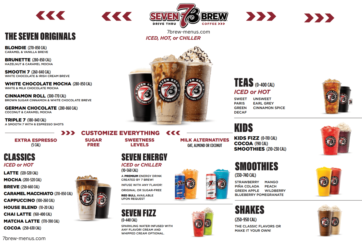 7 Brew menu with Prices 2025